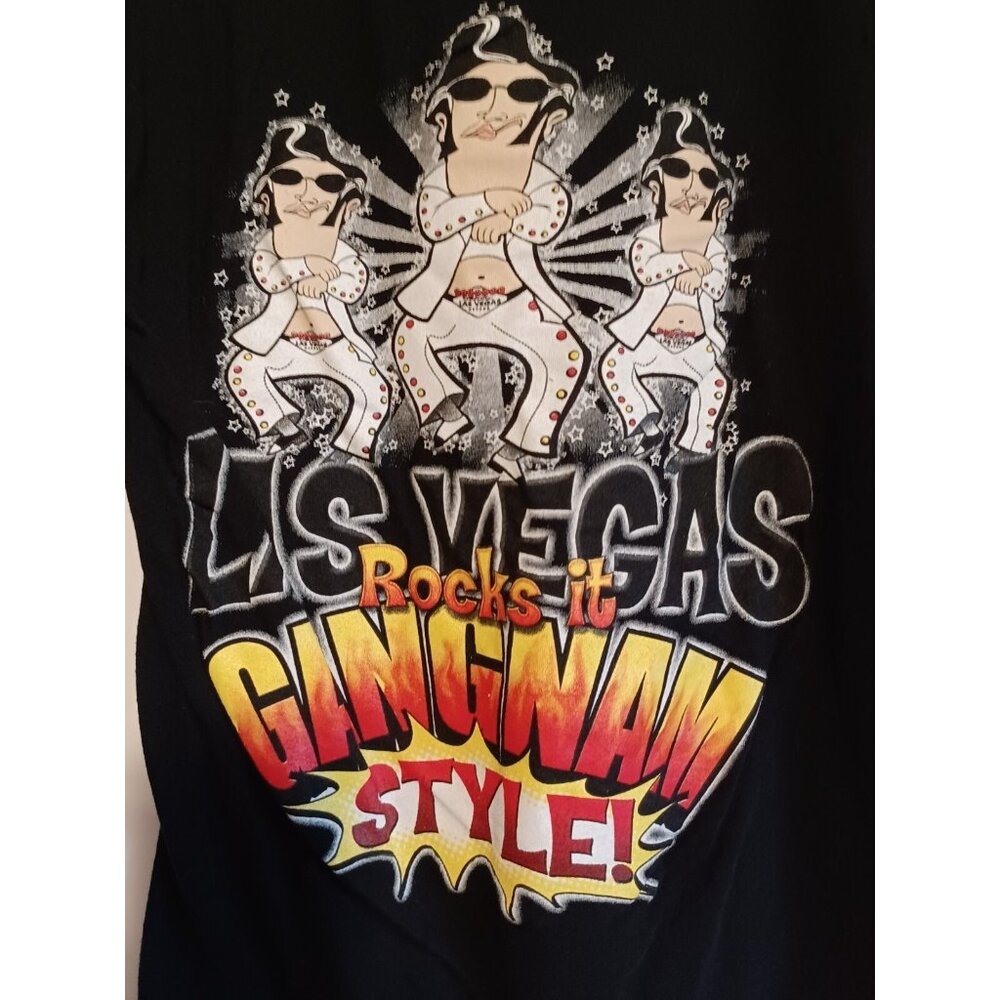 Las Vegas Rocks It Gangnam Style Elvis Black T Shirt  Small - Picture 2 of 4